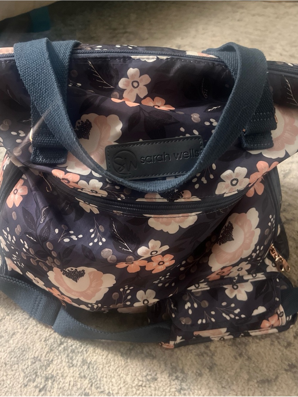 Sarah Wells Navy Floral lizzy pump bag